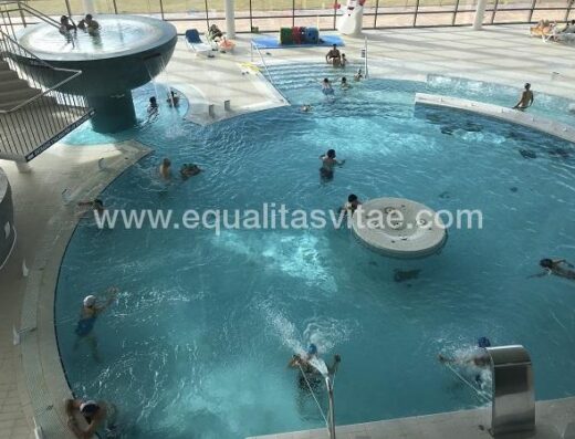 Vista zona piscinas del complejo termo-lúdico Cascante, Navarra.