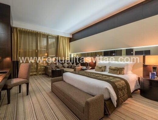 Una de las habitaciones adaptadas del Hotel accesible Radisson Bu Doha. Imagen facilitada por el propio hotel.