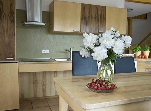 Cocina con mobiliario accesible. Casa Eiswogel. Imagen tomada de www.ferienhaus-fuer-alle.de