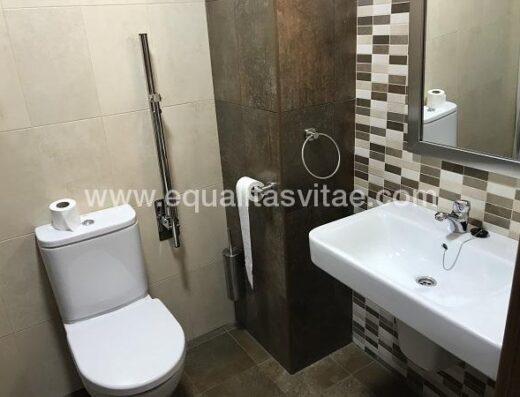 Baño adaptado de la habitación accesible del Hotel Rural "En el Camino", Boadilla del Camino, Palencia.