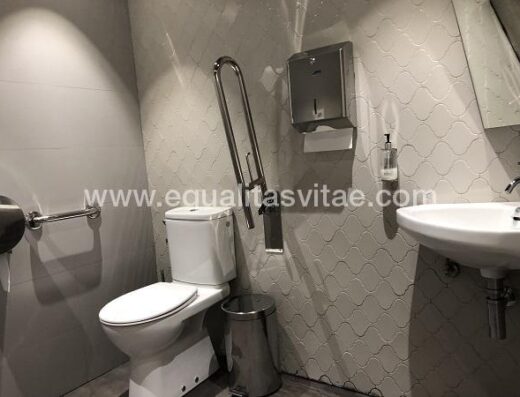 Interior baño adaptado. Cafetería Ibiza, Logroño.