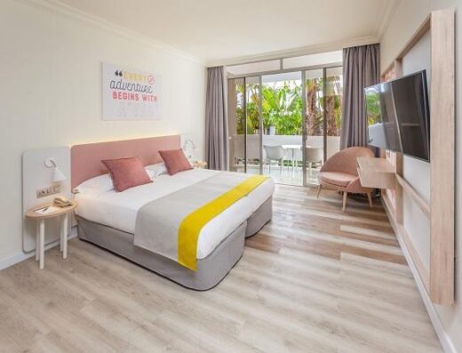 Una de las habitaciones adaptadas. Hotel Abora Buenaventura by Lopesan. Imagen facilitada por el hotel.