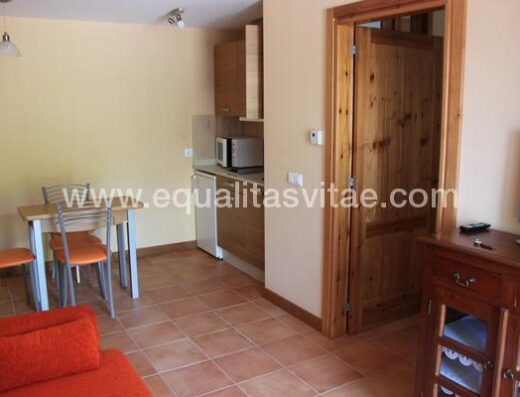 Sala de estar y cocina de apartamento accesible