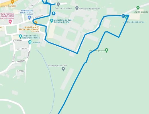 Imagen de mapa con la ruta trazada.