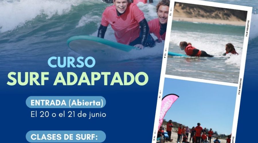 Curso de surf adaptado en Loredo, junio 2024