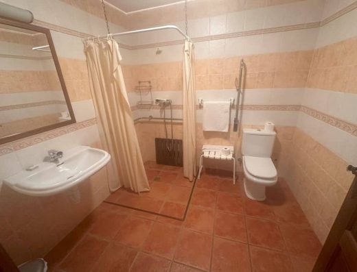 Imagen de baño adaptado en habitación accesible