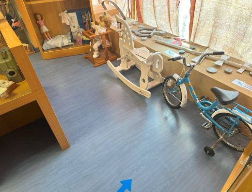 Imagen de caballito y bicicleta con ruedines en el interior del museo
