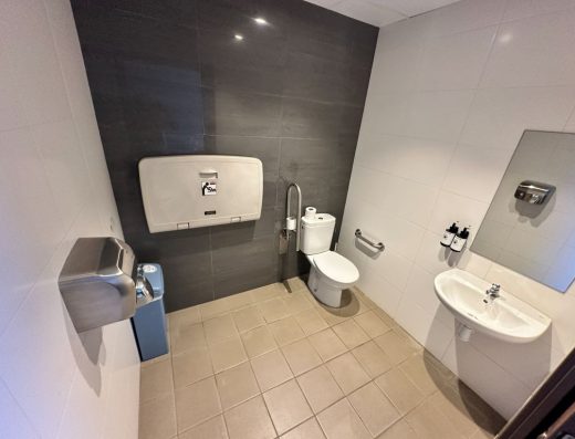 Imagen del interior del aseo adaptado en zonas comunes del hotel Promenade.