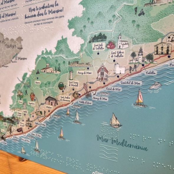 Imagen de un mapa en relieve de la costa del maresme.